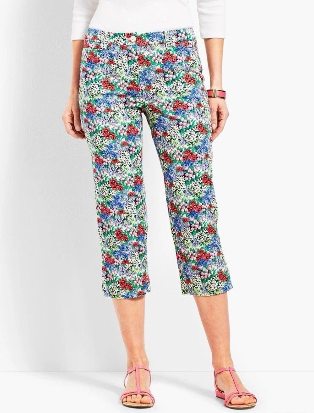 Talbots Women’s Perfect Skimmer Floral Crop Pants Size 14